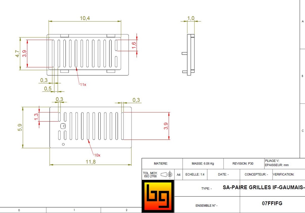 PAIRE GRILLES GRANDE (Inf=300mm)