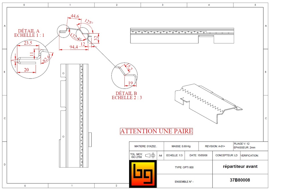 PAIRE REPARTITEUR AVANT SERIE 800
