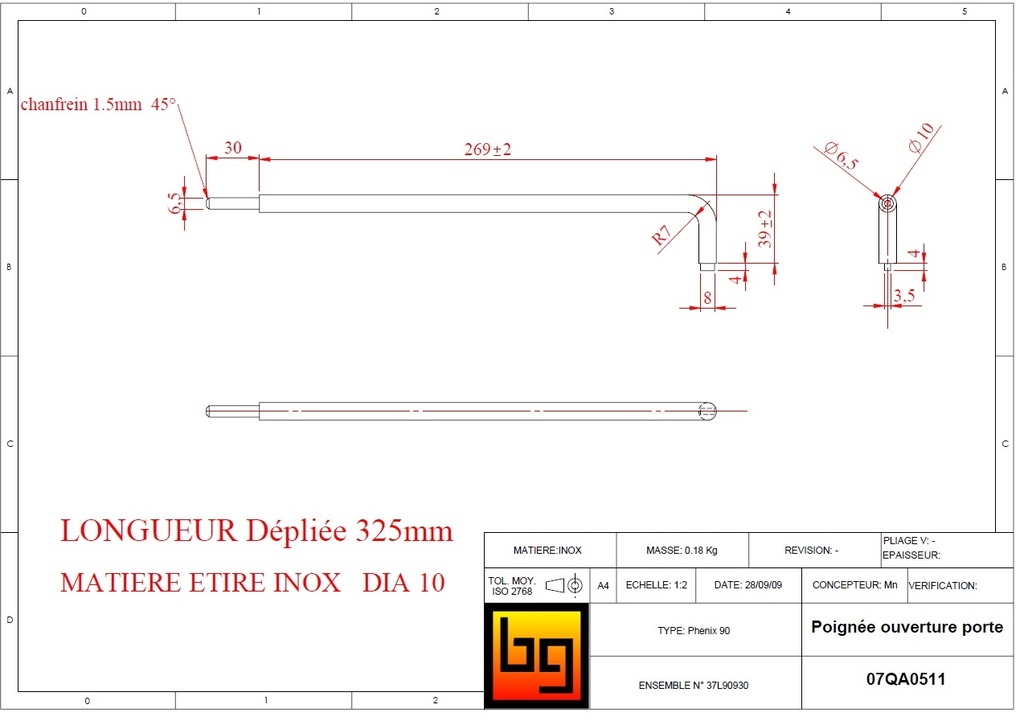 °POIGNEE OUVERTURE PORTE PHENIX III (svt plan 07QA0511)