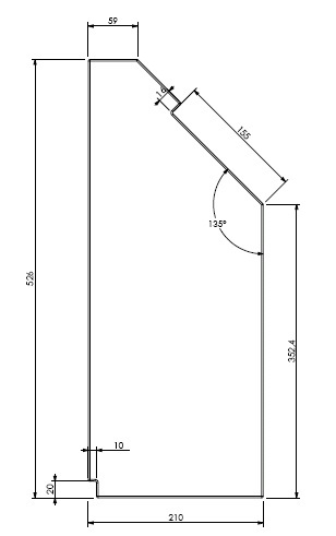 Béton Céramique panneau latéral gauche Unilux 55