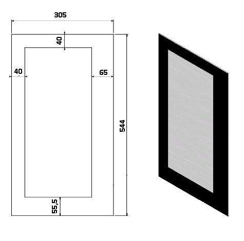 Vitre eco 70/L 544x305 mm