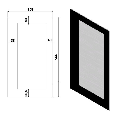 Vitre eco 70/R  544x305 mm