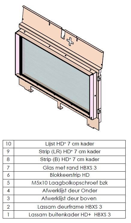 chassis de porte HD+7XS verre inclus