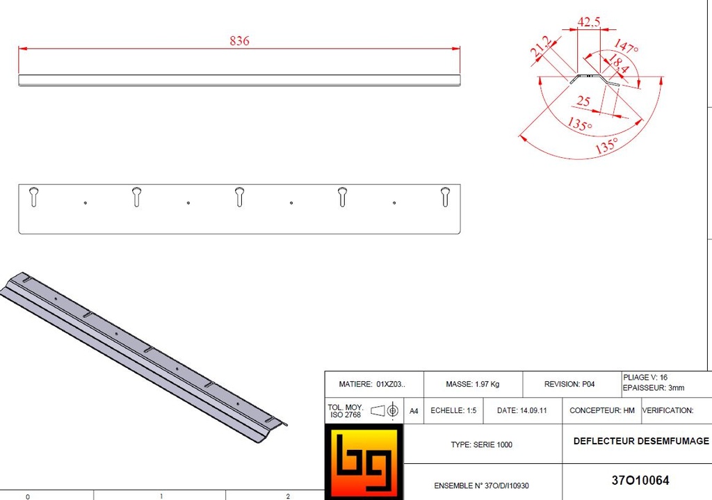 DEFLECTEUR DESENFUMAGE SERIE 1000