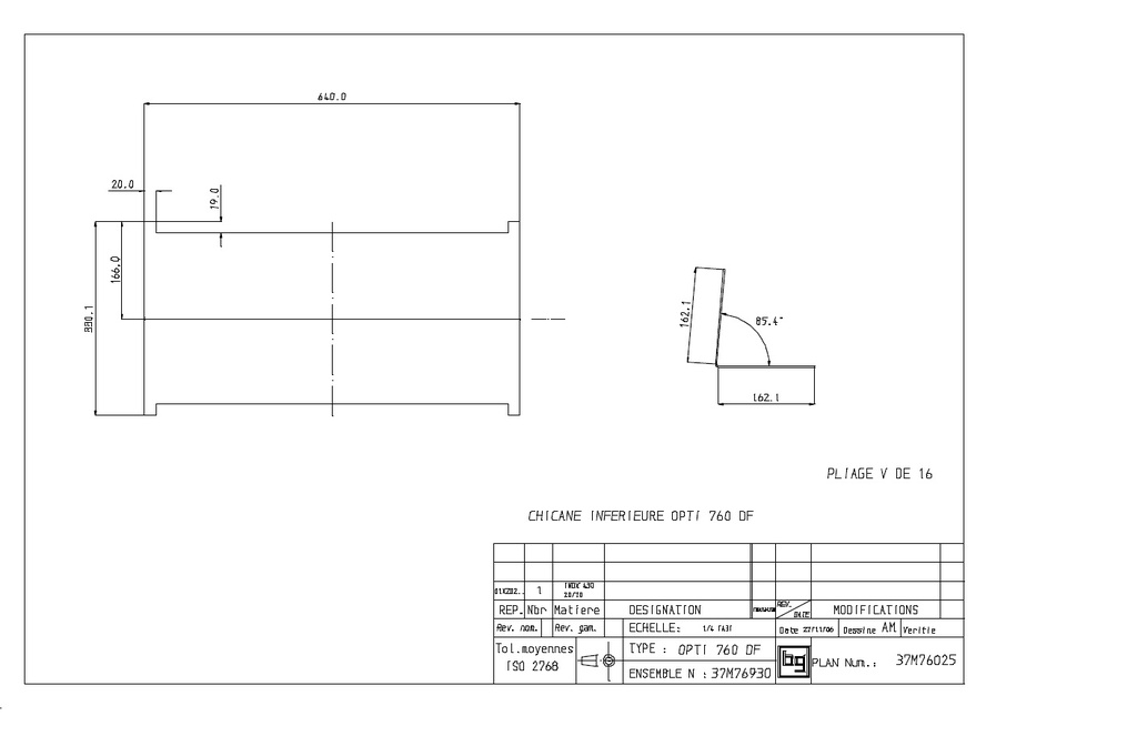 CHICANE INFERIEURE OPTI 760 DF