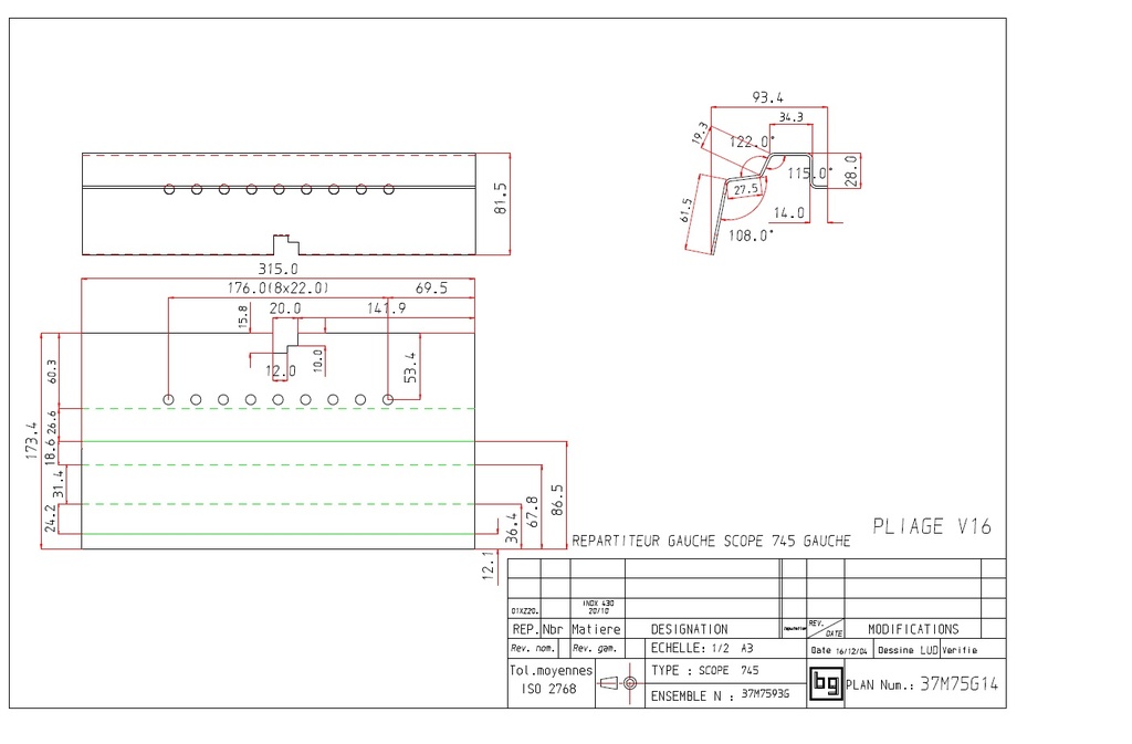 REPARTITEUR GAUCHE SCOPE 745 GAUCHE