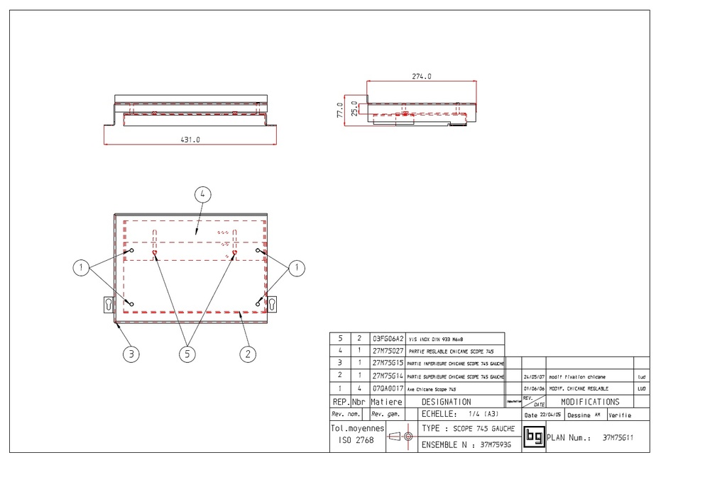 CHICANE SCOPE 745 GAUCHE