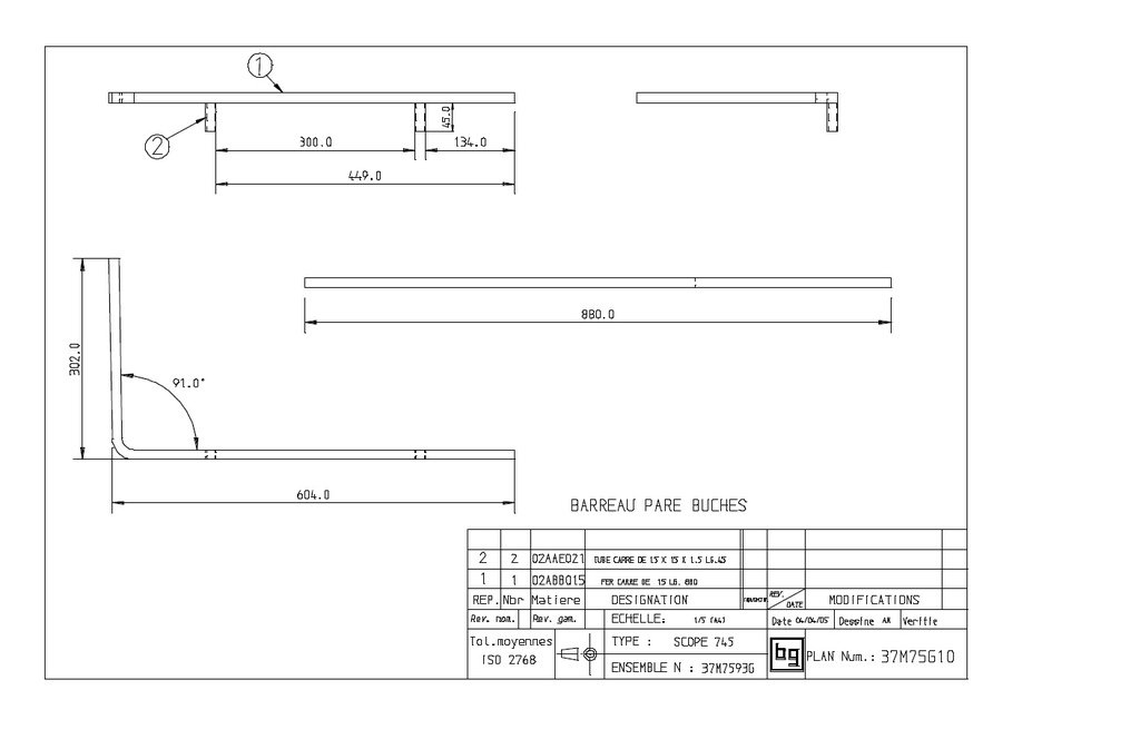 BARREAU PARE BUCHES SCOPE 745 GAUCHE