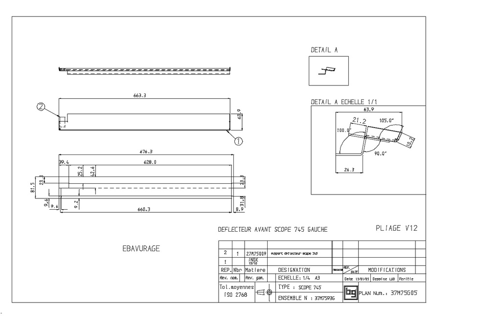 DEFLECTEUR D'AIR AVANT SCOPE 745 GAUCHE