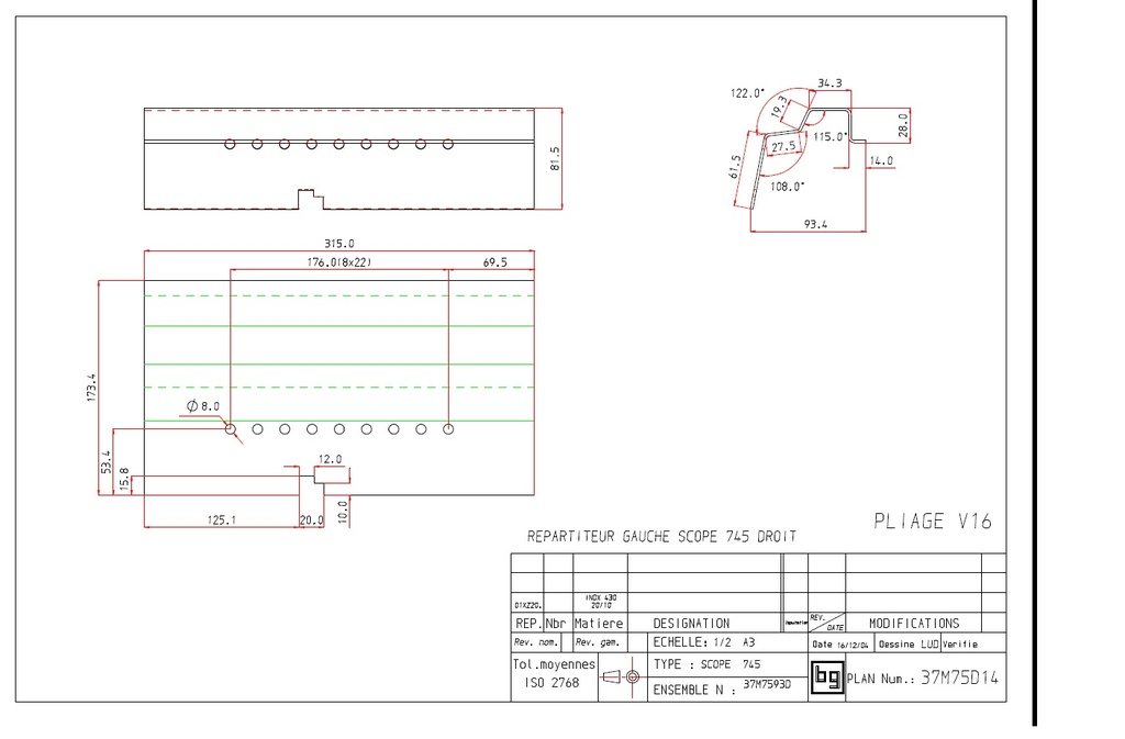 REPARTITEUR GAUCHE SCOPE 745 DROIT