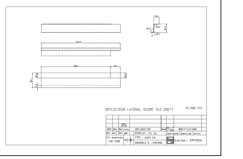 DEFLECTEUR D'AIR LATERAL SCOPE 745 DROIT