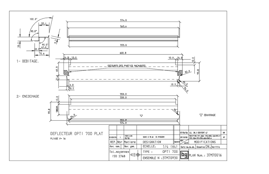 DEFLECTEUR OPTI 700 PLAT