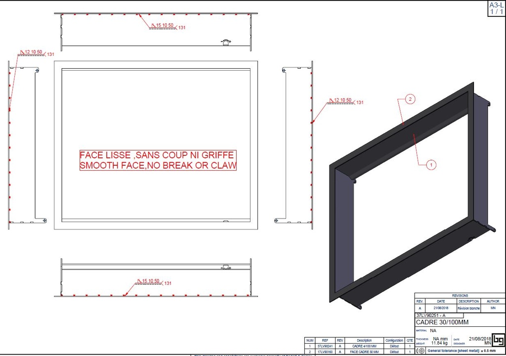 CADRE 30/100 MM PHENIX NEO 95 V PEINT