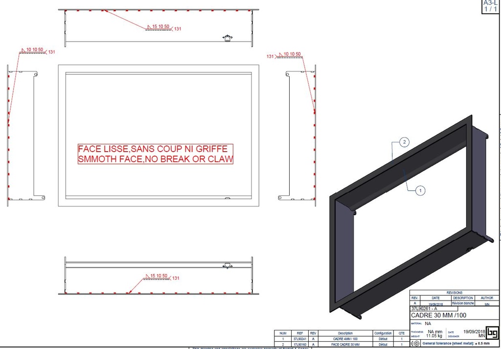 CADRE 30 MM/100 PHENIX NEO 95 PEINT