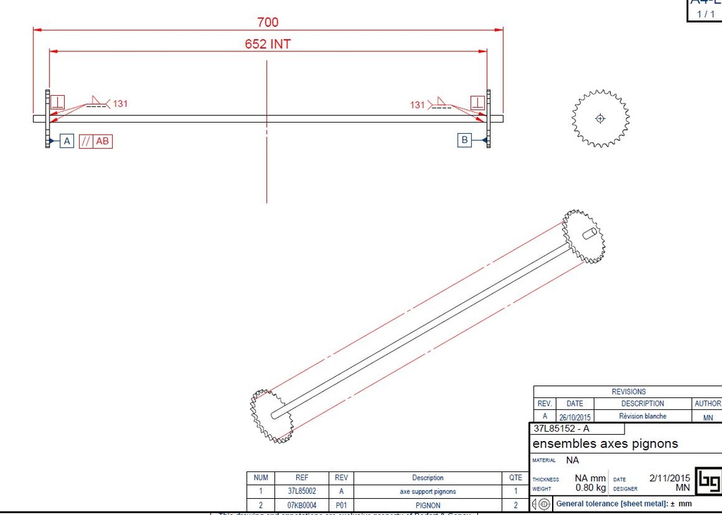 ENSEMBLE AXE PIGNONS PHENIX 85 NEO