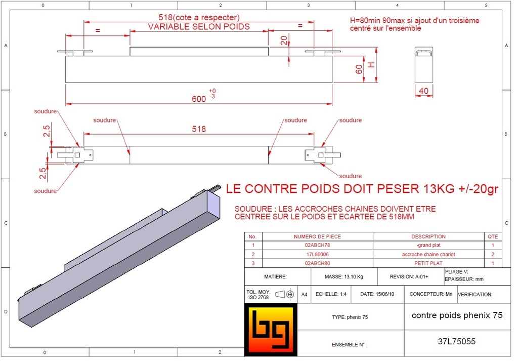 °CONTRE POIDS PHENIX 75