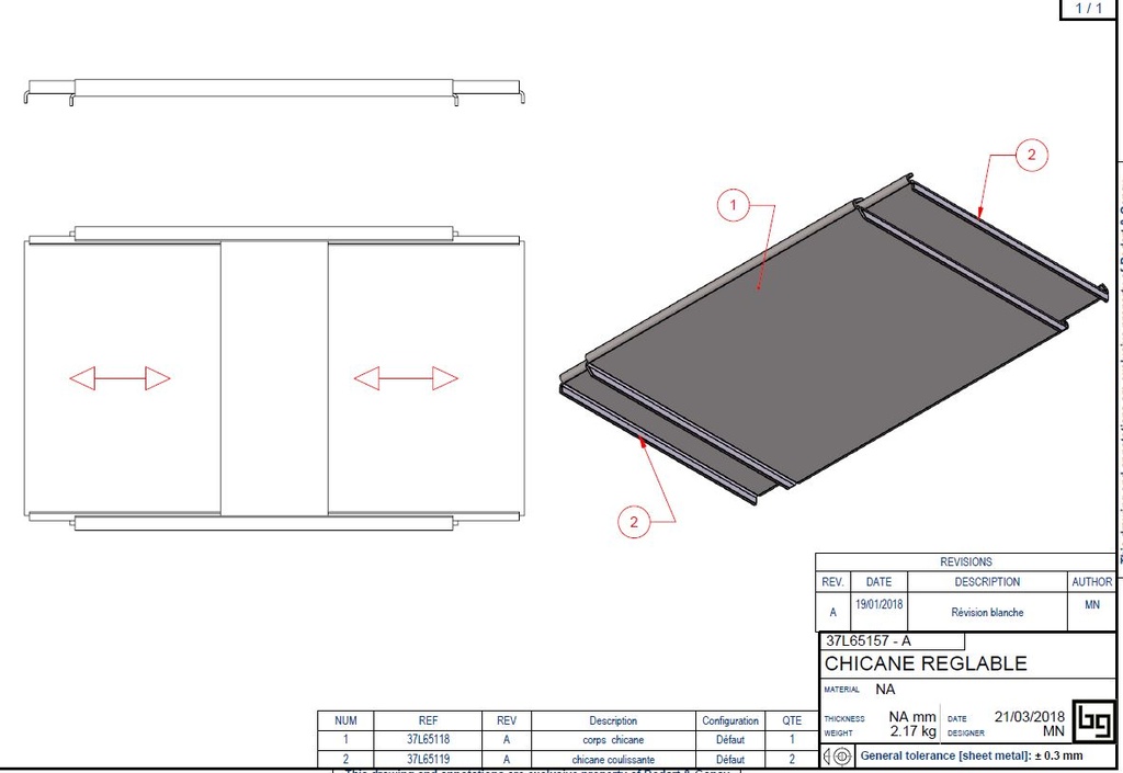 CHICANE REGLABLE PHENIX NEO 65 V