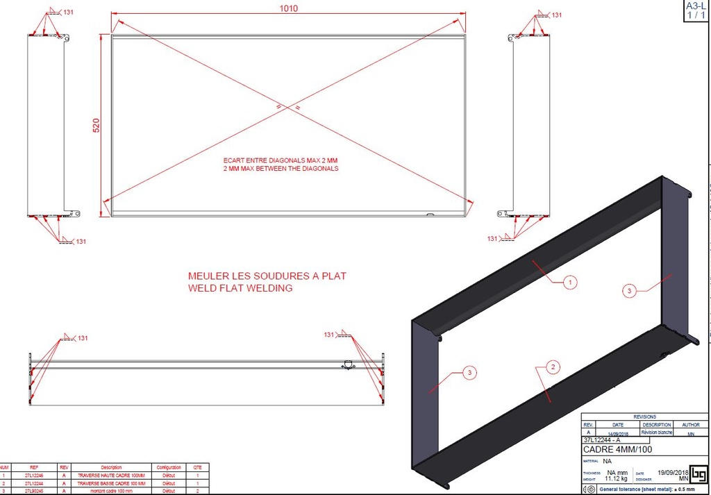 CADRE 4 MM/100 PHENIX NEO 120 PEINT