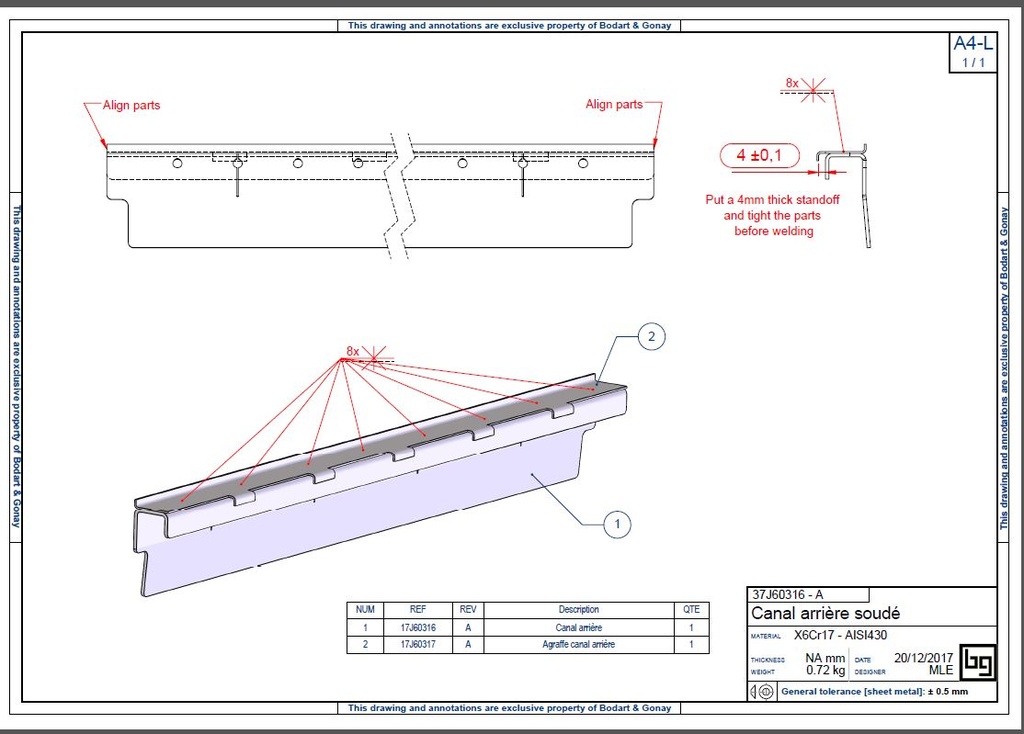 CANAL AIR ARRIERE SOUDE IF NEO 600