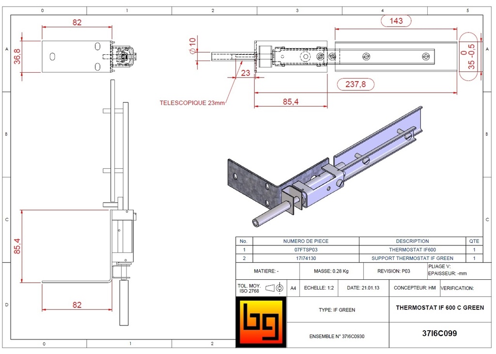 °THERMOSTAT IF 600 C GREEN (237,8) (07FTSP03)