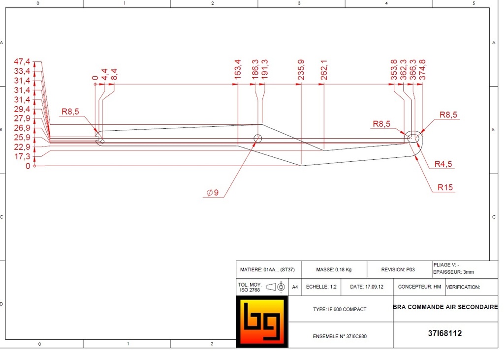 BRAS COMMANDE AIR SECONDAIRE IF 680 GREEN