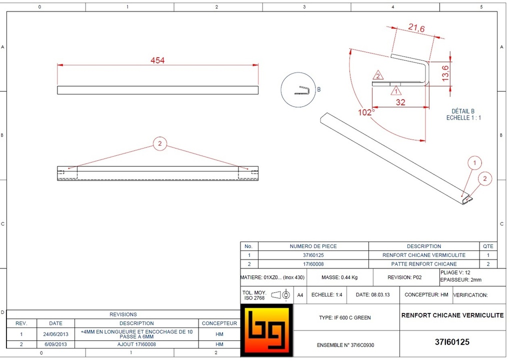 RENFORT CHICANE VERMICULITE IF 600 COMPACT GREEN