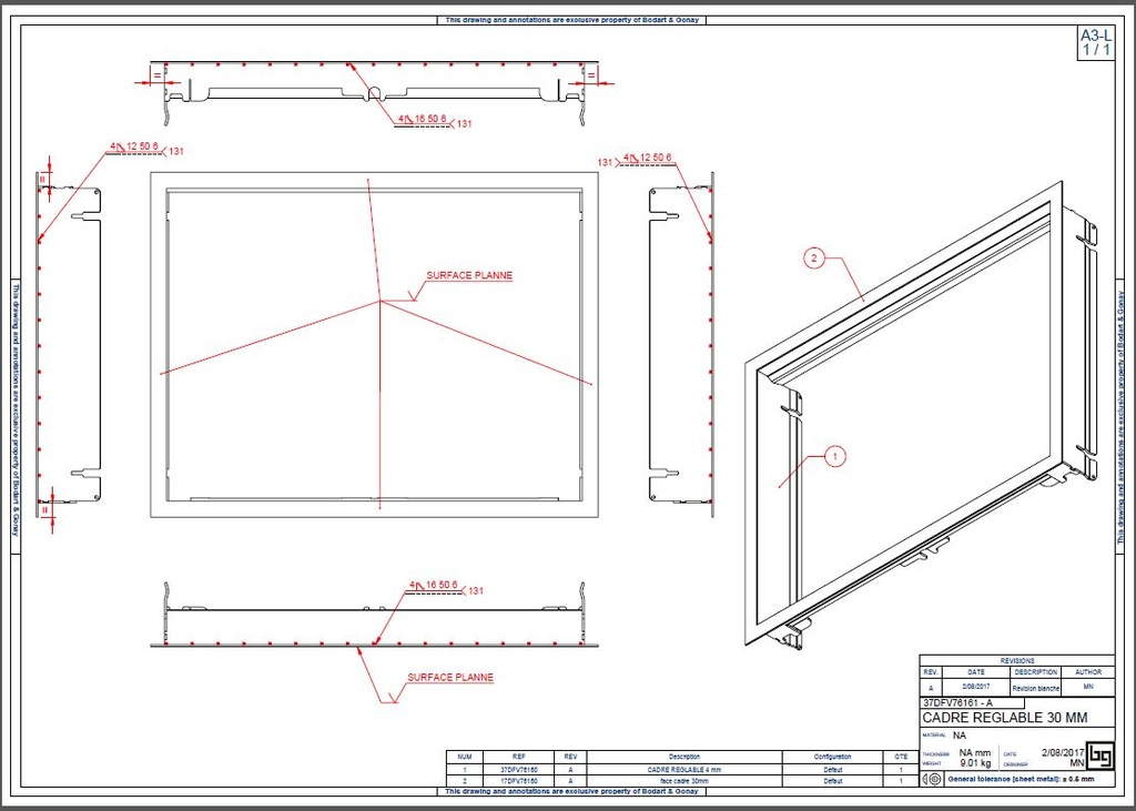 CADRE REGLABLE 30 MM CONCEPT 790 V PEINT