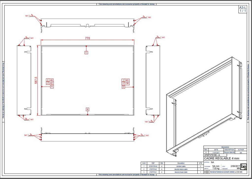 CADRE REGLABLE 4 MM CONCEPT 790 V PEINT