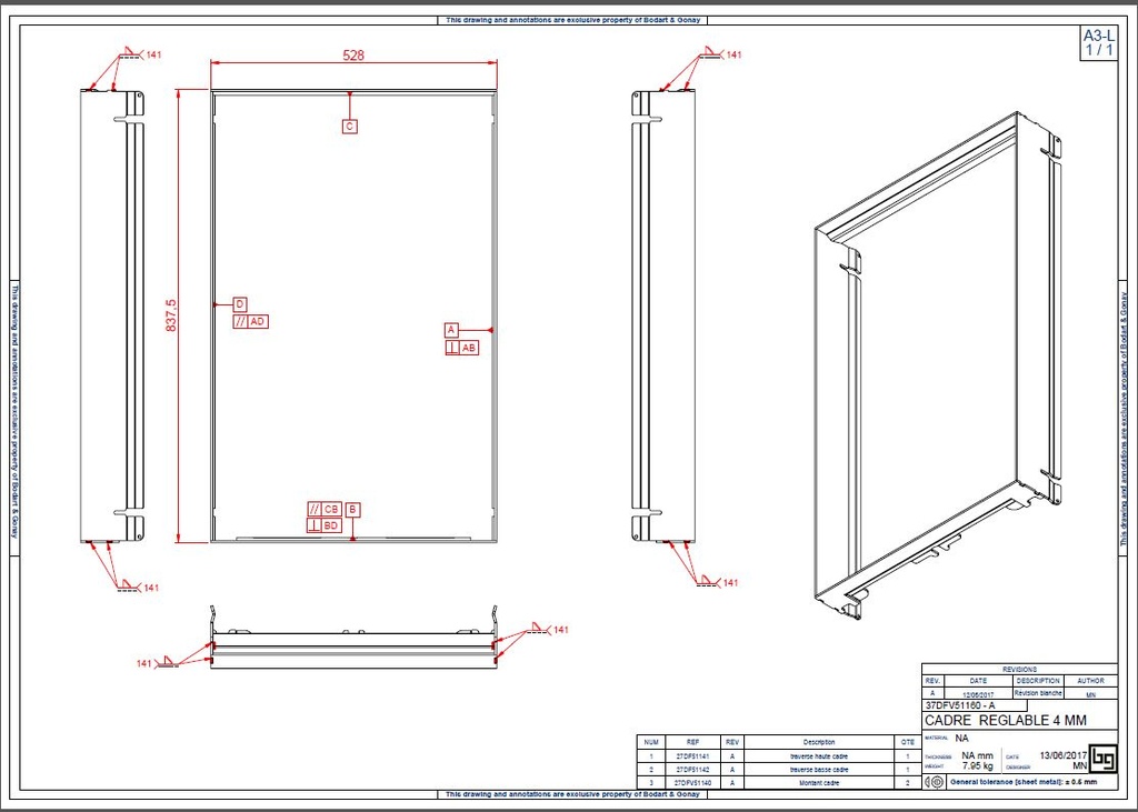 CADRE 4 MM CONCEPT 540 V  DF et SF