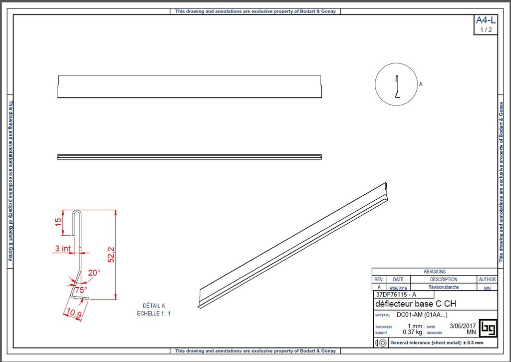 DEFLECTEUR BASE C CH CONCEPT 790 DF et SF PEINT