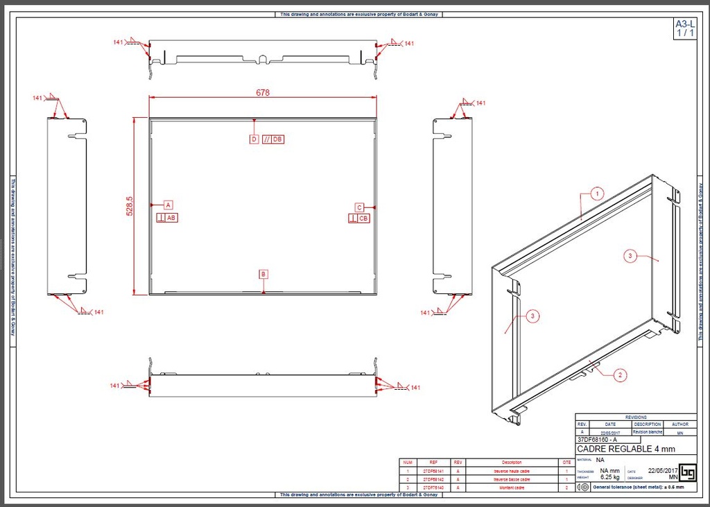 CADRE REGLABLE 4 MM CONCEPT 690 DF et SF PEINT