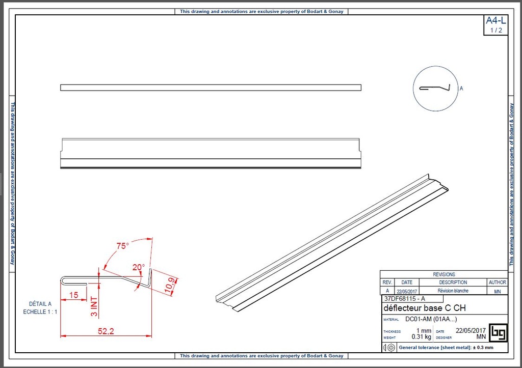 DEFLECTEUR BASE C CH CONCEPT 690 DF et SF PEINT