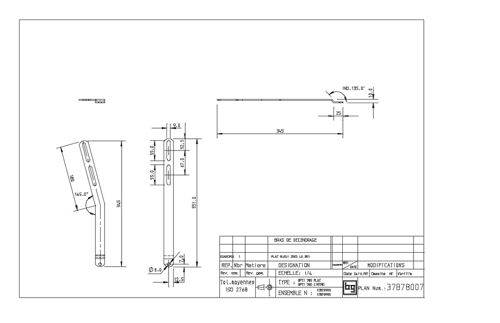 BRAS DECENDRAGE OPTI 780 Zing noir