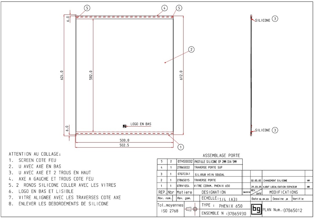 ASSEMBLAGE PORTE PHENIX 650