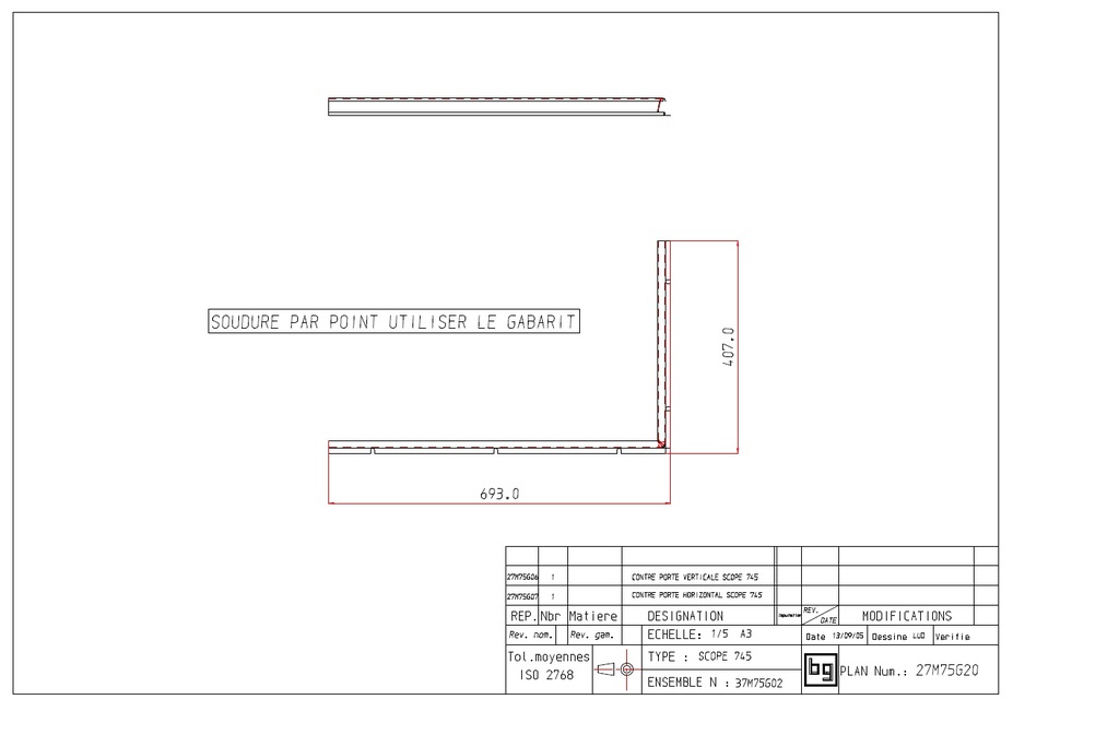 ENSEMBLE CONTRE PORTE SCOPE 745 GAUCHE
