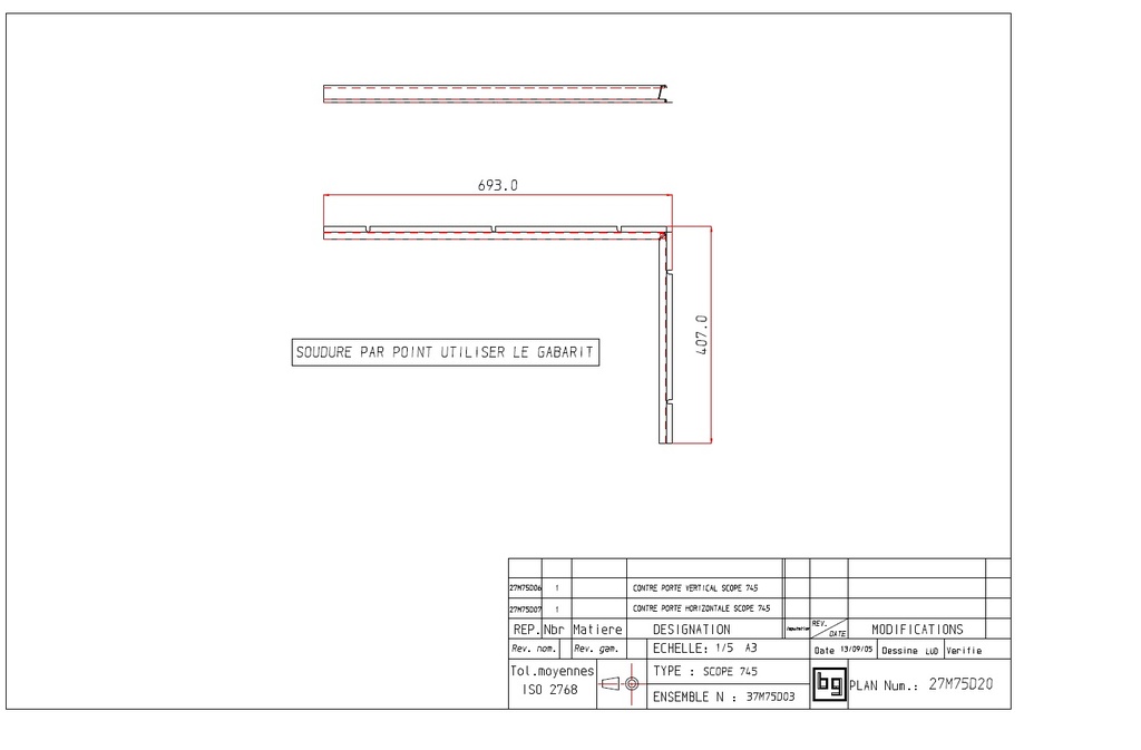 ENSEMBLE CONTRE PORTE SCOPE 745 DROIT