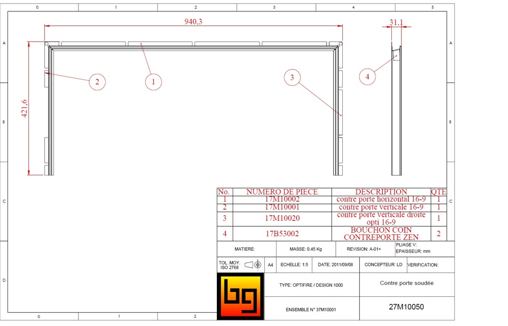 CONTRE PORTE SOUDEE OPTI 16-9