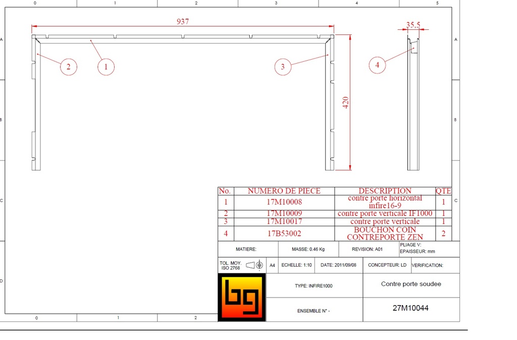 ENSEMBLE CONTRE PORTE INFIRE 1000