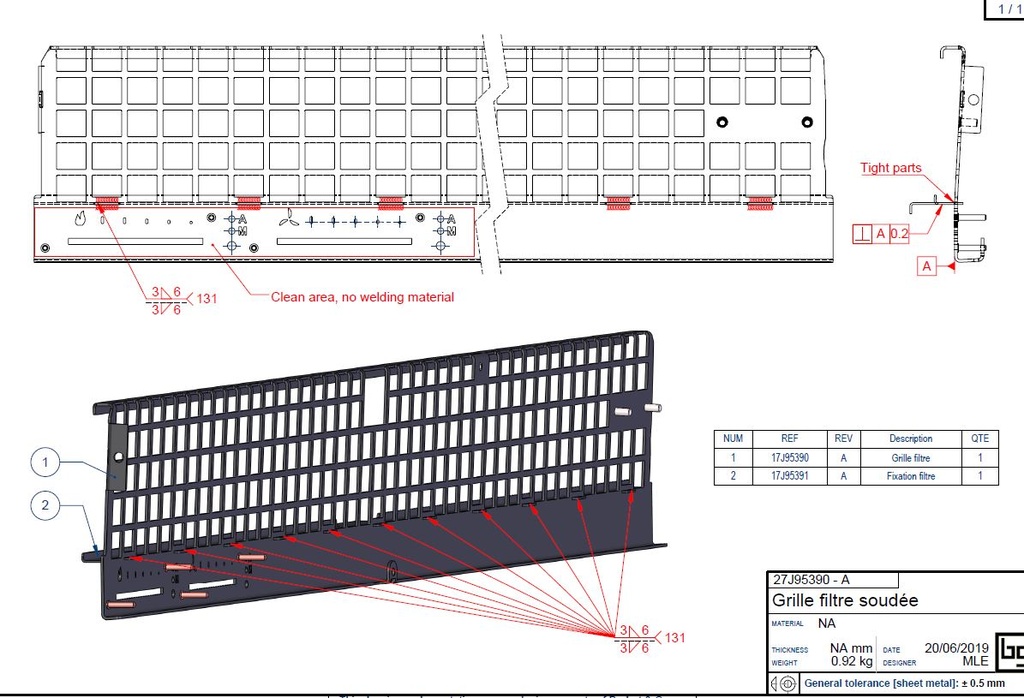 GRILLE FILTRE PEINTE IF EASY 950