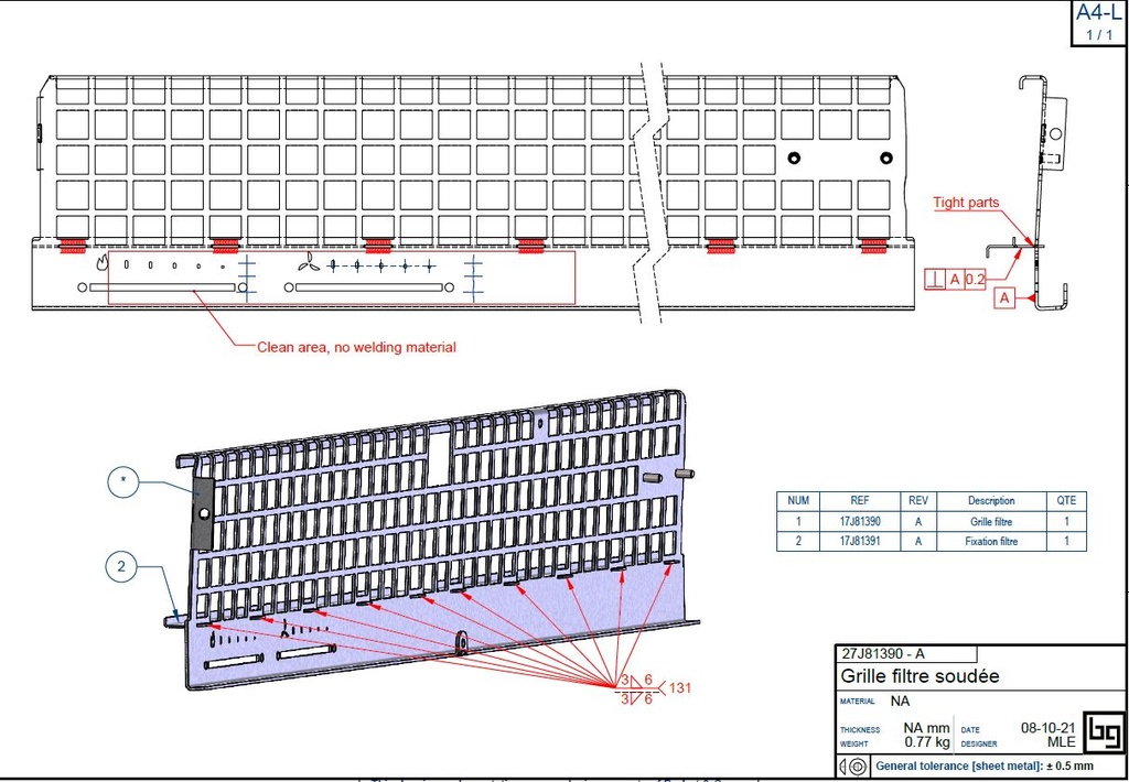 GRILLE FILTRE PEINTE IF EASY 810