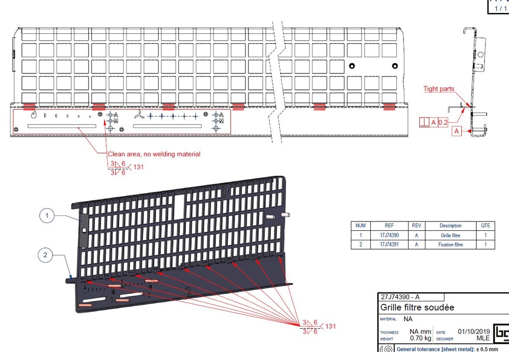 GRILLE FILTRE PEINTE IF EASY 740