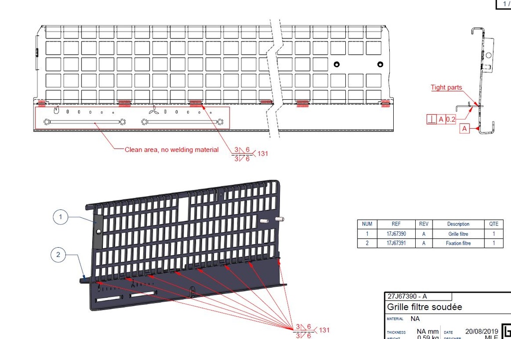 GRILLE FILTRE PEINTE IF EASY 670