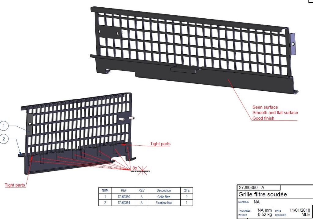 GRILLE FILTRE SOUDEE IF NEO 600 peinte