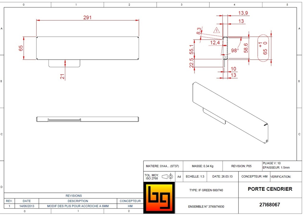 PORTE CENDRIER SERIE 680 GREEN