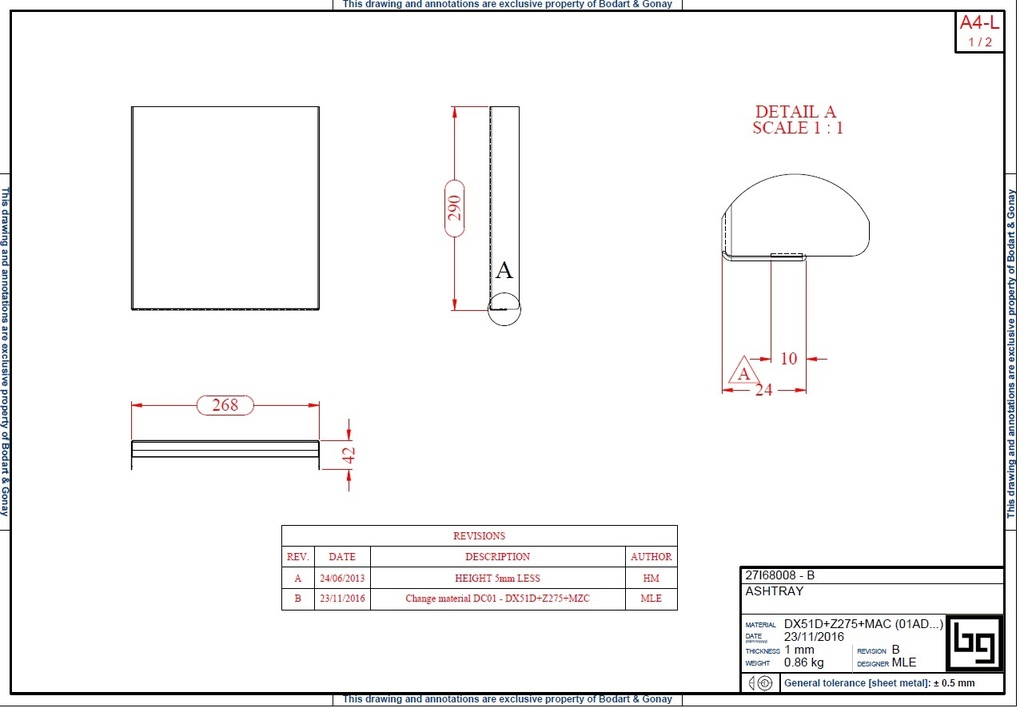 CENDRIER IF 680-740 GREEN