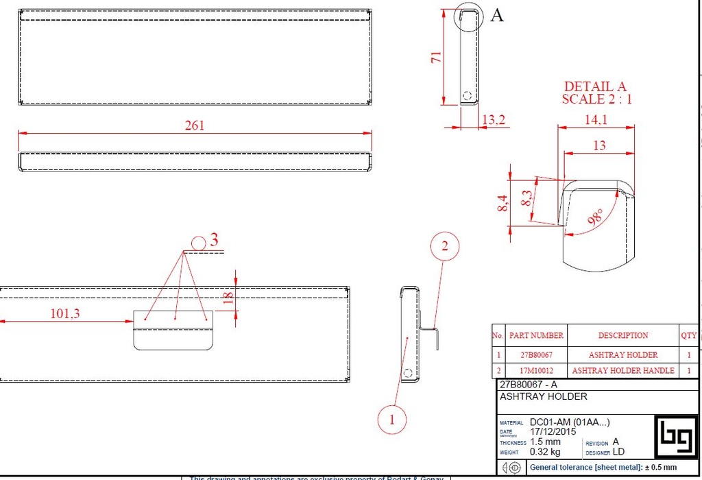 PORTE CENDRIER SERIE 800 V2 (261x71)