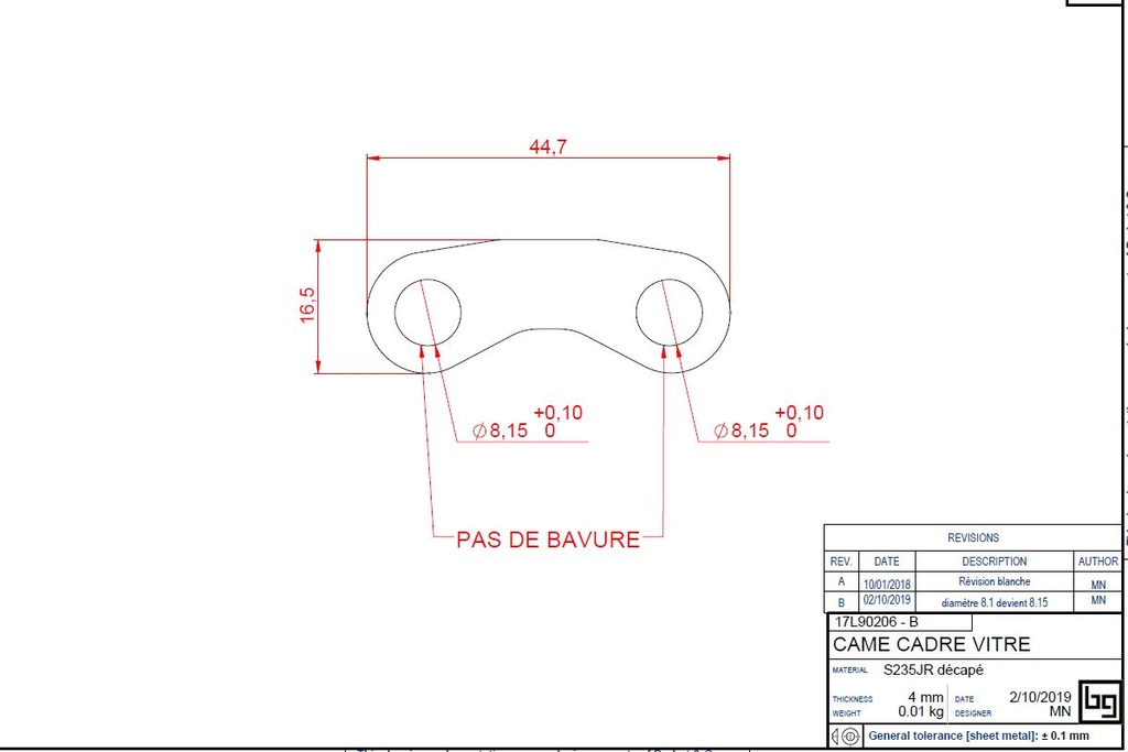 °CAME CADRE VITRE PHENIX NEO