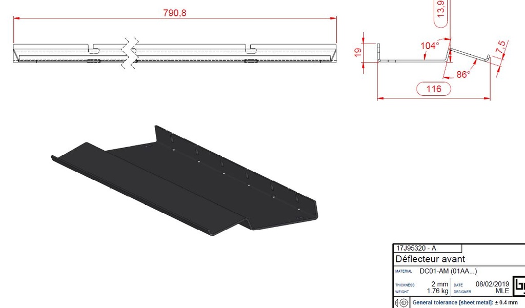 DEFLECTEUR AVANT PEINT IF EASY 950