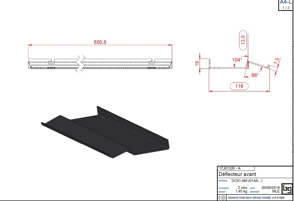 DEFLECTEUR AVANT PEINT IF EASY 810