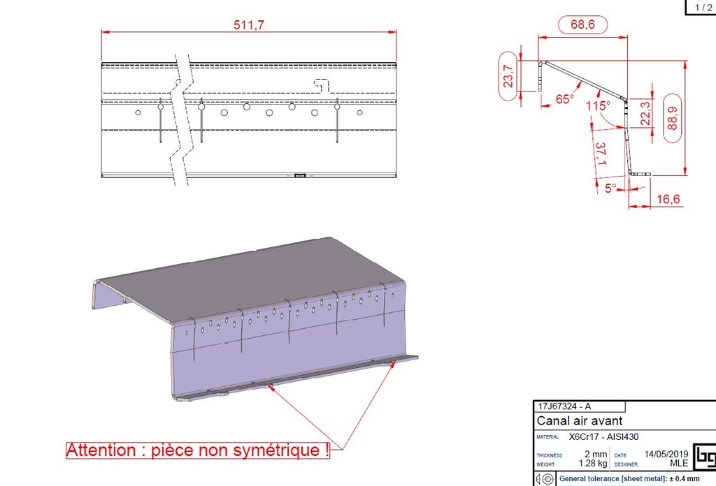 CANAL D'AIR AVANT IF EASY 670